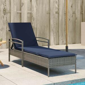 Szürke napozóágy párnával 63 x 200 x 81 cm polyrattan (csak az USA-ban)
