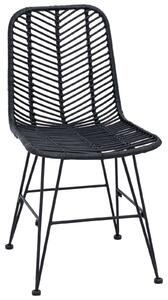 VidaXL Étkezőszék 2 pcs Fekete 44.5 x 55 x 85 cm Rattan és Vas