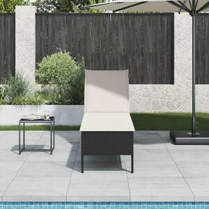 VidaXL fekete polyrattan napozóágy párnával 55x200x44 cm