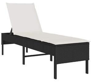 VidaXL fekete polyrattan napozóágy párnával 55x200x44 cm