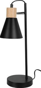 Solano fém asztali lámpa fa talppalfekete, 14 x 47 cm