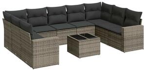 VidaXL Polyrattan Kerti Ülőgarnitúra - 10 részes - Szürke