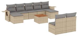 VidaXL Polyrattan Kerti Ülőgarnitúra - 10 részes, Bézs