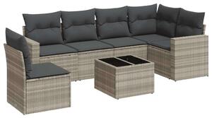 Polyrattan Kerti Ülőgarnitúra - 7 részes - Világosszürke