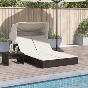 VidaXL Dupla Napozóágy - Polyrattan - Barna - 200x100cm