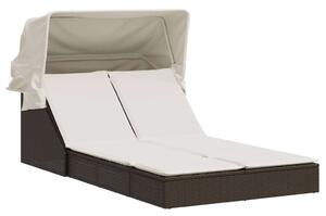 VidaXL Dupla Napozóágy - Polyrattan - Barna - 200x100cm