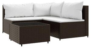 Polyrattan Kerti Ülőgarnitúra - 4 részes - Barna