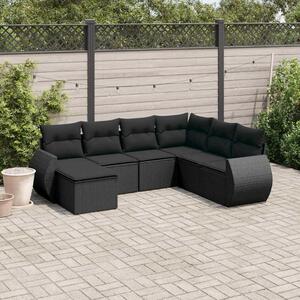 VidaXL Polyrattan Kerti Ülőgarnitúra - 7 részes - Fekete