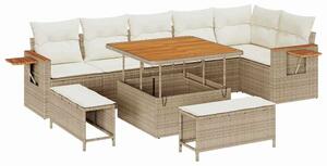 VidaXL Kerti Kanapé Szett párnával 11 pcs Beige és krém polirattan