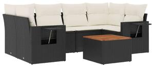 Polyrattan Kerti Ülőgarnitúra - 7 részes - Fekete