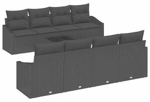 VidaXL Kanapé Szett párnával tárolóval 7 pcs Fekete polirattan