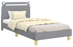VidaXL Gyerekágy kerettel fejtámlával Világosszürke 90 x 190 cm Szövet