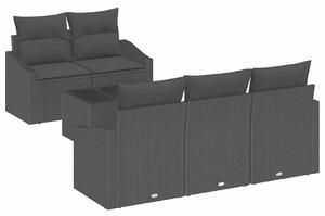 VidaXL Kanapé Szett párnával tárolóval 6 pcs Fekete polirattan