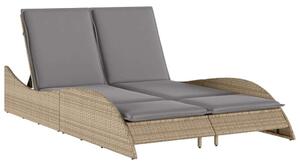 VidaXL Dupla Napozóágy - Polyrattan - Bézs - 205cm