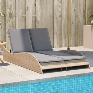 VidaXL Dupla Napozóágy - Polyrattan - Bézs - 205cm