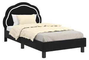 VidaXL Gyerekágy kerettel fejtámlával Fekete 80 x 160 cm Bársony