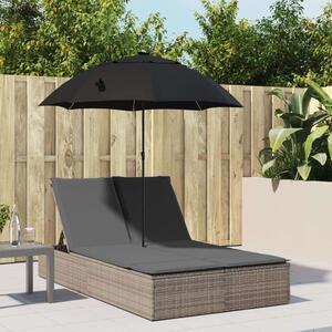 VidaXL Dupla Napozóágy - Polyrattan - Szürke - 200x110cm