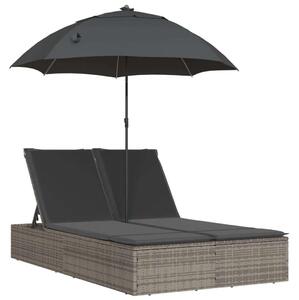 VidaXL Dupla Napozóágy - Polyrattan - Szürke - 200x110cm