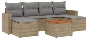 Polyrattan Kerti Ülőgarnitúra - 7 részes - Bézs