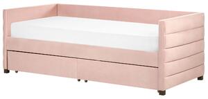 Rózsaszín bársony ágyneműtartós heverő 90 x 200 cm MARRAY