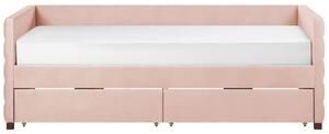 Rózsaszín bársony ágyneműtartós heverő 90 x 200 cm MARRAY