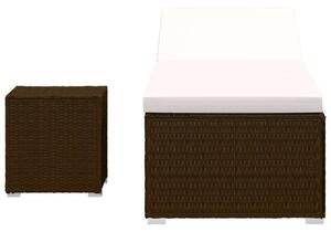 Polyrattan Napozóágy Szett - Barna - 195cm