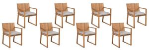 Kerti akácfa szék nyolcdarabos szettben tópszínű párnákkal SASSARI
