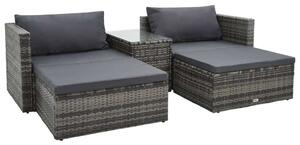 VidaXL Polyrattan Kerti Ülőgarnitúra - 5 részes - Szürke