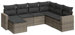 VidaXL Polyrattan Kerti Ülőgarnitúra - 7 részes - Szürke