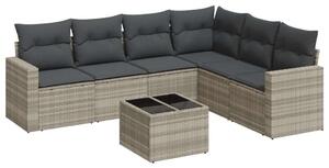 VidaXL Polyrattan Kerti Ülőgarnitúra - 7 részes, Világosszürke