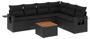 VidaXL 7 részes Kerti Ülőgarnitúra - Fekete Polyrattan