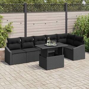 VidaXL Kerti Kanapé Szett párnával 7 pcs Fekete 100 x 55 x 73 cm
