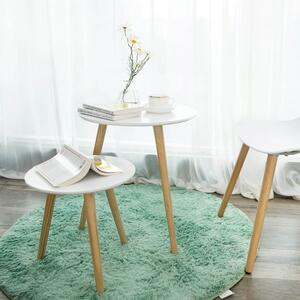 Skandináv stílusú kerek asztalka, fehér/natúr, 2 darabos készlet