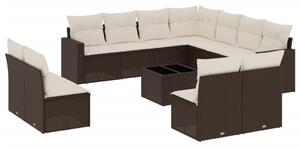 VidaXL 12 részes barna polyrattan kerti ülőgarnitúra párnákkal