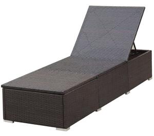 VidaXL barna polyrattan napozóágy párnával