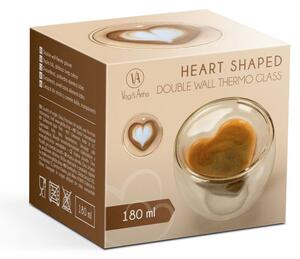 Duplafalú üvegpohár - szív formával - 180 ml