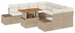 VidaXL Kerti Kanapé Szett tárolóval 9 pcs Bézs Poli rattan