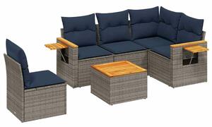 VidaXL 6 részes szürke polyrattan kerti ülőgarnitúra párnával