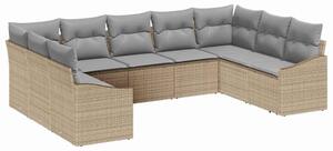 VidaXL Kanapé Szett párnával 9 pcs Bézs polirattan