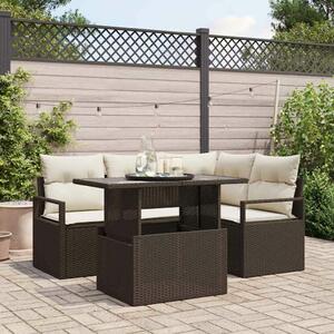 VidaXL Kerti Kanapé Szett 5 pcs Barna és krémszínű 100 x 55 x 73 cm