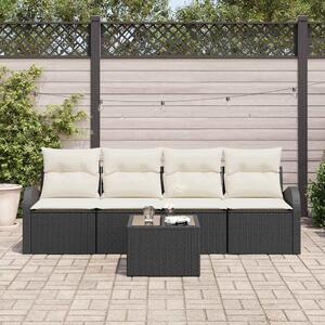 VidaXL Kerti Kanapé Szett 5 pcs Fekete és Krém 55 x 55 x 37 cm
