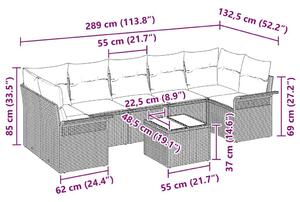 VidaXL Fekete Poli Rattan 8-részes Kerti Kanapé Szett Párnákkal