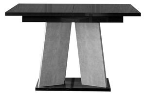 Asztal Goodyear 107, Beton, Fényes fekete, 75x90x120cm, Hosszabbíthatóság, Laminált forgácslap