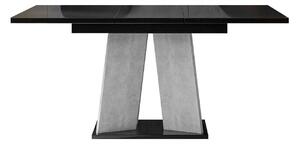 Asztal Goodyear 107, Beton, Fényes fekete, 75x90x120cm, Hosszabbíthatóság, Laminált forgácslap