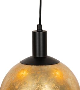 Design függőlámpa fekete arany üveggel 5 lámpás - Bert