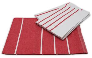 Piros csíkos egyiptomi pamutból készült konyharuha, 50 x 70 cm, 3 db-os szett