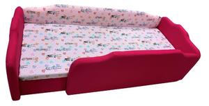 Pink és rószaszín szupergirl körbetámlás leesésgátlós gyerekágy ágyneműtartóval - 160x70 cm / Balos / 5 cm-es matraccal