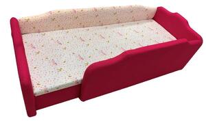 Pink és púder őzikés körbetámlás leesésgátlós gyerekágy ágyneműtartóval - 160x70 cm / Balos / 5 cm-es matraccal