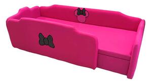Pink egérkés körbetámlás leesésgátlós gyerekágy ágyneműtartóval - 160x70 cm / Jobbos / 5 cm-es matraccal