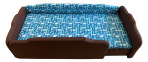 Csokibarna és tengerkék körbetámlás leesésgátlós gyerekágy ágyneműtartóval - 160x70 cm / Jobbos / 5 cm-es matraccal